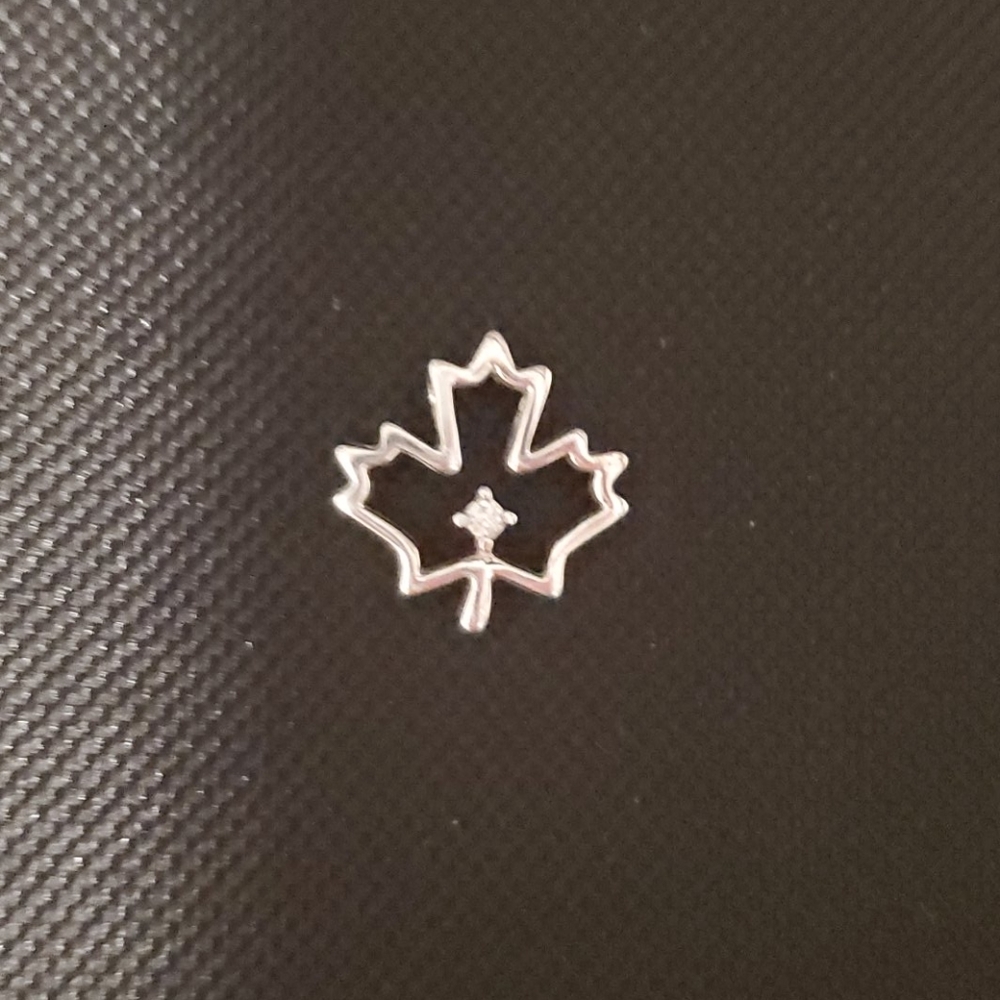 Sterling Silver and Diamond Maple Leaf Charm